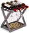 WDSHIYI Rustic Wood Wine Rack for 4 Bottles and 6 Stemware Glass Holder-