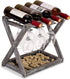 WDSHIYI Rustic Wood Wine Rack for 4 Bottles and 6 Stemware Glass Holder-