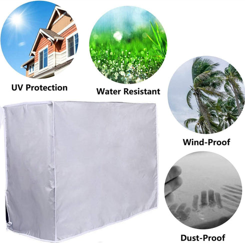 Air Conditioner Cover, Outdoor Rectangle Anti-Snow Waterproof for Home Use - Silver (Size: 37x15.7x28.7inch).
