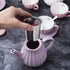 8 OZ Set, 17-Pieces (FD-TW17PC Set, Jusalpha Fine China Purple Coffee Cup/Teacup, Saucer, Spoons, Teapot and Creamer