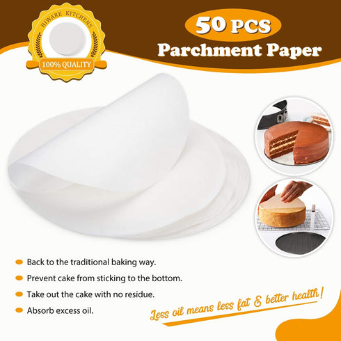 HIWARE 8 Inch Non-stick Springform Pan, Leakproof Cheesecake Pan with Removable Bottom and 50 Pcs Parchment Paper