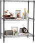 FDW Wire Shelving Units Adjustable Metal Storage Rack 23D x 13W x 30H 3 Tier Pantry Shelves for Kitchen Garage, Black