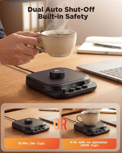 with7 Settings 1-12H Coffee Mug Warmer for Desk, Coffee Cup Warmer Temp & Timer, Auto Shut Off Smart Gravity Sensor