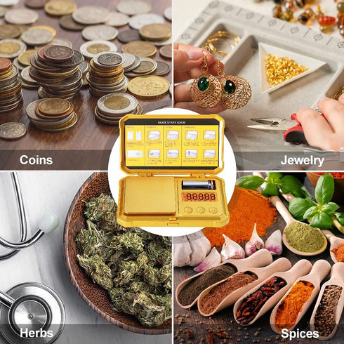 Fuzion Gram Scale 200g/0.01g, Digital Pocket Herb Scale with 6 Modes, Tare for Jewelry, Small (50g Weight Included)
