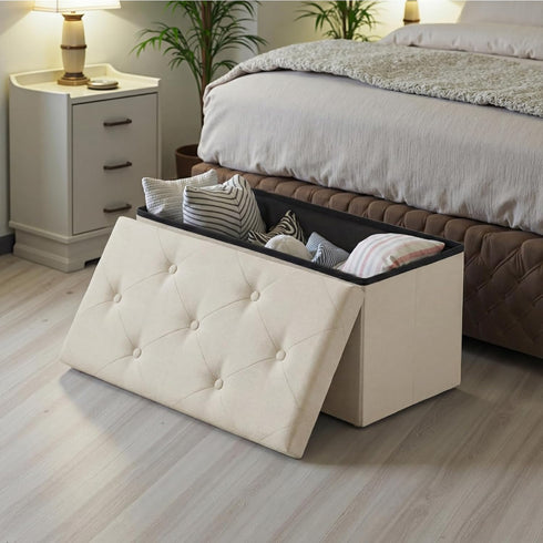 30in 350Lbs,Storage DUMOS Storage Ottoman Bench, Foot Rest Stool Load Chest with Padded Seat, End of Bed Bedroom Bench