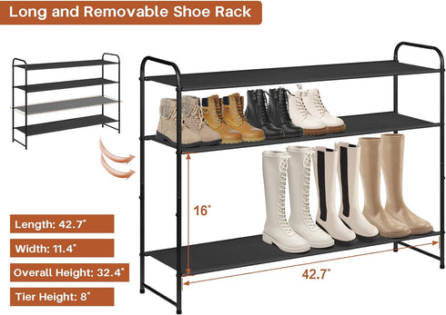 4 Closet 30-Pairs Closet, KIMBORA Tier Long Shoe Rack for Floor, Wide Shoe Shelf Storage Organizer Stackable Sneaker