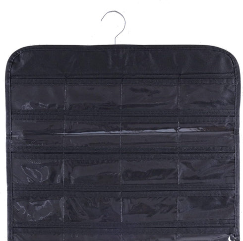 Cemueo Hanging Jewelry Organizer, Double Sided 80 Pocket Jewelry Storage Bag, 2 Layer Fabric Holder for Necklace,
