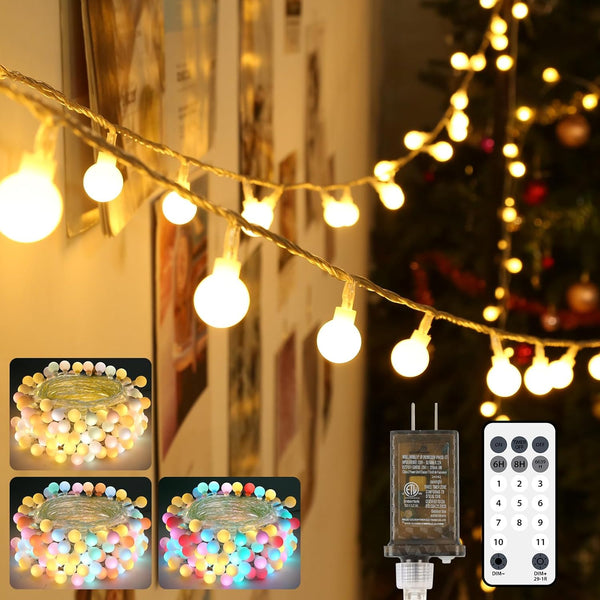 OMIKA 50FT Connectable Globe String Lights Outdoor Waterproof, 150 LED Fairy Lights