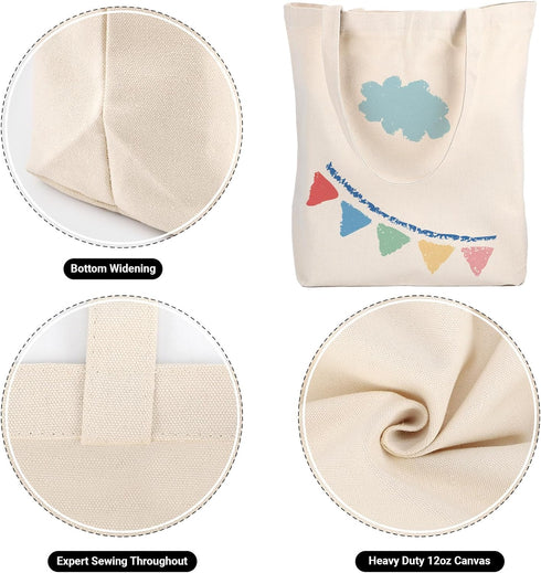 Segarty 12 Pack 20x15.7 Canvas Tote Bag for Women, Reusable Blank Shopping Bag, Natural Cotton Shoulder Bags Aesthetic