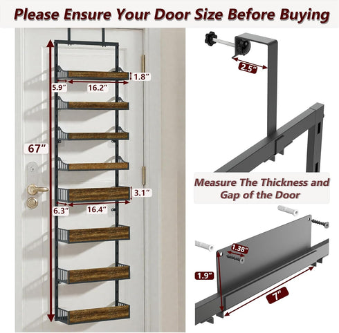 DreamPine 8-Tier 2 1 Over the Door Pantry Organizer, Door Spice Rack Organizer Pantry, Behind the Door Storage