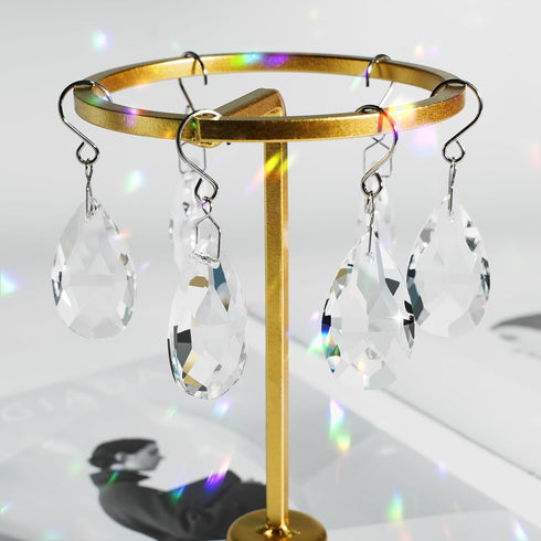 10pcs 38mm Crystal Sun Catcher, Hanging Clear Teardrops Chandelier Crystals Parts Prisms Pendants with Hook for Windows