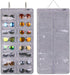 AROUY Sunglasses Organizer Storage, Hanging Dust Proof Wall Pocket with 16 Felt Slots and Metal Hook (Gray)