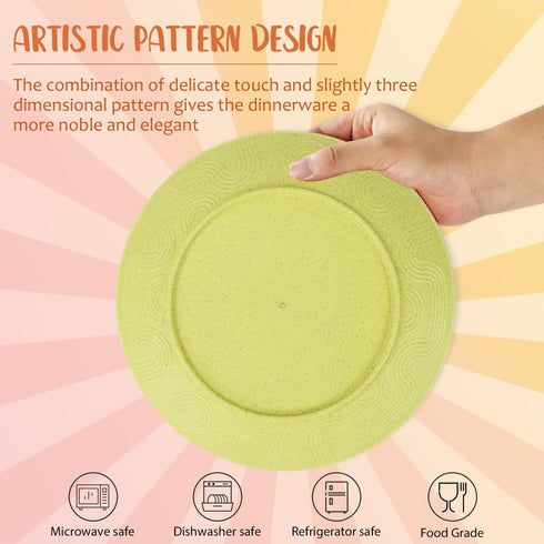 Set 40-Piece 8 Set Sets Set Set Wheat Straw Dinnerware Service for Unbreakable Dishes Plates and Bowls Drinking Glasses