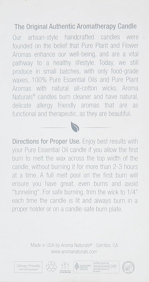 Aroma Naturals Patchouli and Frankincense Essential Oil Pillar Candle, 2.5 inch x 4 inch