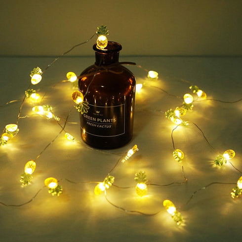 40 LED Pineapple String Lights, 8 Modes Fairy Lights, Battery Operated for Wedding, Party, Indoor, Outdoor