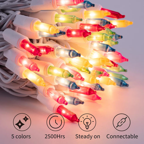 26.5 100 Count Set Easter Decorations Mini String Lights - feet Mini Light on White Wire Plug in End to End Connectable
