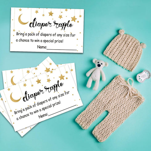 Giftideaworkshop 50 Pcs Diaper Raffle Tickets for Girl or Boy Baby Shower Invitations, Baby Shower Game