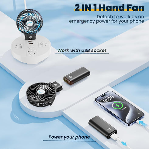 HandFan 5200mAh Portable Handheld Fan, USB Rechargeable, 180° Foldable Design for Travel and Outdoors