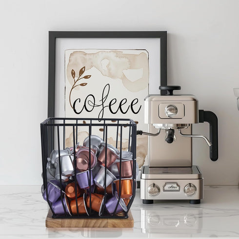 Extra-Large Coffee Pod Holder, K Cup Storage for Small Space, Coffee Pod Basket, Coffee Station Organizer, Accessories