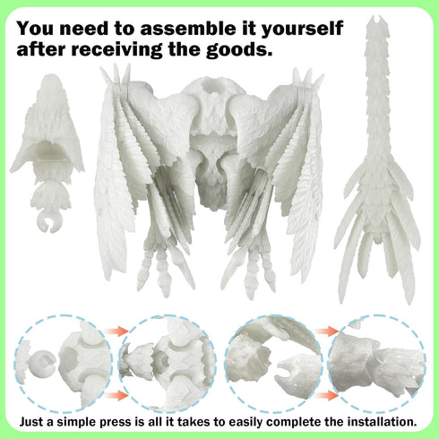 3D Extra Large Dynamic Printed Glow in The Dark Dragon Egg with Dragon InsideOpen and Close Mouth with Wings Movable