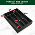 Bellsal Black Utensil Organizer, 10 Inch Silverware Tray for Drawer, Cutlery Organizer with 5 Compartment Small Narrow