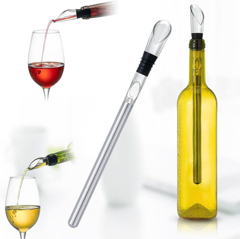 YouYah Wine Chiller Stick 3-in-1 Stainless Steel Bottle Cooler Stick, Rapid Iceless Wine Chilling Rod with Aerator and