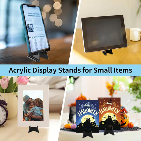 20 Pack Black Card Stands, Acrylic Mini Sports Card Holder for Displaying Trading Cards, Baseball Cards, Coins