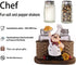 Salt and Pepper Shakers Set, Sitting Chef Decorative Statue Spice Organizer, Glass Spice Jars with Holder Gift for