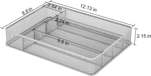 TQVAI Silverware Organizer, 5 Slots Non-Slip Mesh Kitchen Drawer Organizer, Metal Cutlery Holder