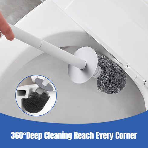2 Pack Set Toilet Brush and Holder with Plunger, Crevice Cleaning Brush for Deep Cleaning, Space Saving Storage