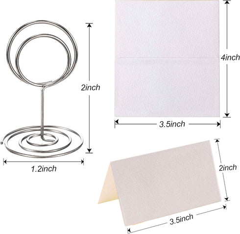 24 Pcs Premium Mini Place Card Holders with 24 Pcs Place Cards - Cute Table Number Holders for Weddings & Parties