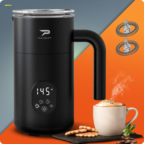 Puldoum 4 1 11.8OZ 350ML Milk Frother and Steamer in Automatic Coffee Steamer Frother, / Warm and Cold Foam Frother