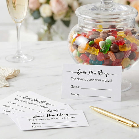 50 Pack 3.5" 2" YUBAIHUI Guess How Many Game Cards Candy Jar Guessing Cards for Baby Shower Games Prizes, Bridal Shower