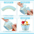 Zhehao 60 Pcs Gold Polka Dots Cupcake Wrappers, Adjustable Paper Baking Cups, Disposable Muffin Liners, Light Blue