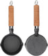 Fdit 10CM Casting Iron Frying Pan, Wood Handle Egg Skillet, Mini Flat Bottomed Pancake Pan