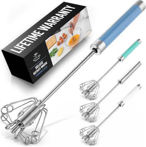 Zulay Egg Beater Whisk, Push Whisk for Cooking and Baking, Manual Hand Mixer Kitchen Tool
