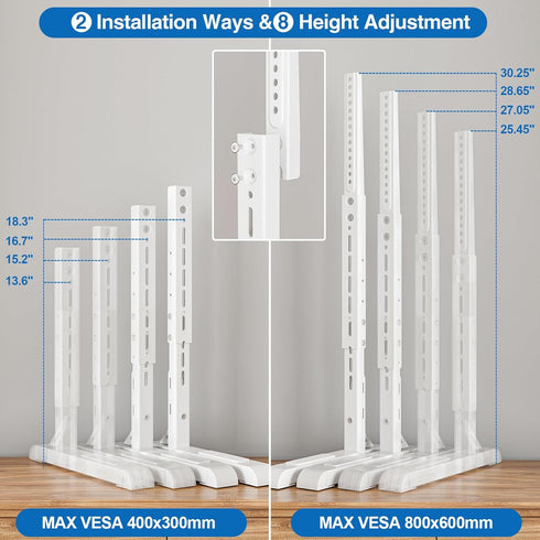 HOLMAXD 19-75 Inch 110 lbs, 800X600mm, Universal TV Stand for LCD LED TVs, Height Adjustable TV Legs Replacement Hold