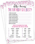 15 Who Knows The Birthday Girl Best Game Cards, Fun Activity for Child or Teen Birthday Party