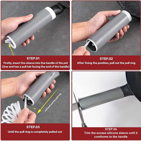 Pot Handle Cover, Heat Insulation Silicone Sleeve for Cast Iron Skillets Oven Cookware (Gray, Small)