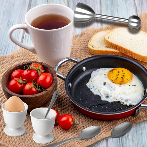 vibedor Set 2 4 4 Egg Cups and Egg Cracker for Soft Boiled Eggs, Stainless Steel Egg Cutter, Stainless Stain Spoons