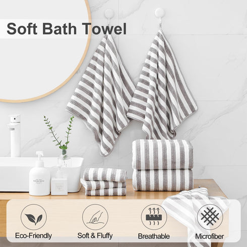 18 Set, 6 6 6 Set Smuge Pcs Bath Towel Include Bath Towel Sheets, Hand Towels and Washcloths - Highly Absorbent Quick
