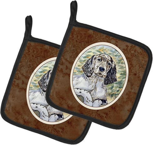 Caroline's Treasures 7065PTHD English Setter Patience Pair of Pot Holders, Kitchen Heat Resistant, 7 1/2 x 7 1/2