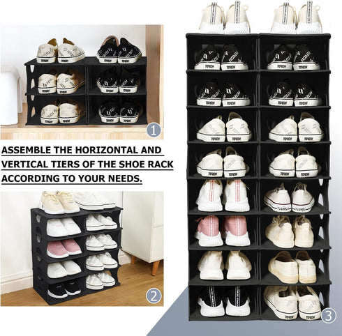 6-Tier Thickened Shoe Rack, Stackable Storage Organizer for Bedroom Entry, Adjustable Rack, Shoe Slots Shelf, Easy