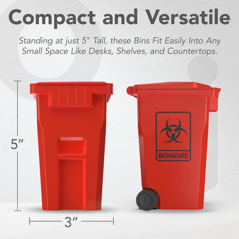 Wiosi Mini Garbage Trash Pen Holder, Tiny Recycle Bin for Desk, Red & Yellow, Pack of 2, Ideal for Student Work
