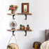 16 Inch Set 2 HAO Floating Corner Wall Shelves Rustic Wood Mounted Shelving L Shape Shelf with Cable Wire Hole Pattern