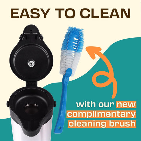 Coffee Carafe Airpot & Cleaning Brush - 101oz / 3L Airpot for Hot or Cold Drink, Coffee Dispenser with Pump