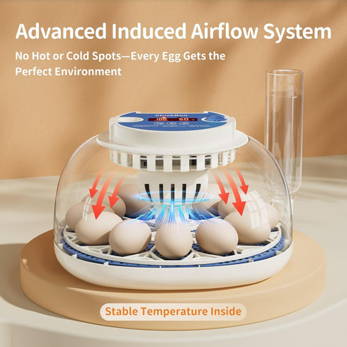 12 Egg Incubators for Hatching Eggs, Temperature and Humidity Control, Automatic Egg Turning, Egg Candler, Automatic