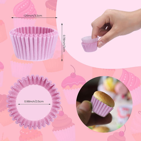 NUOMI 1 Inch Super Mini Cupcake Papers, 1000 Pack Muffin Lining Wrappers, Pink