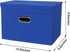 Linen Fabric Foldable Collapsible Storage Cube Bin Organizer Basket Fabric Storage Bins with Lid, Leather Handles, Removable Divider for Home, Closet, Dark Blue 3Pcs by SEVENDOME