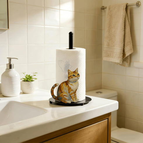 XYittkl Countertop, Countertop(1 Pack) Cat Paper Towel Holder Freestanding Paper Roll Holder, Easy One-Handed Tear